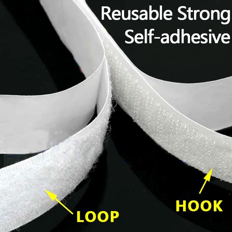 Heavy Duty Self Adhesive Hook and Loop Tape 20-50mm, 1/3/5Meter Nylon Magic Sticker for DIY Crafts, White Strap Free Shipping