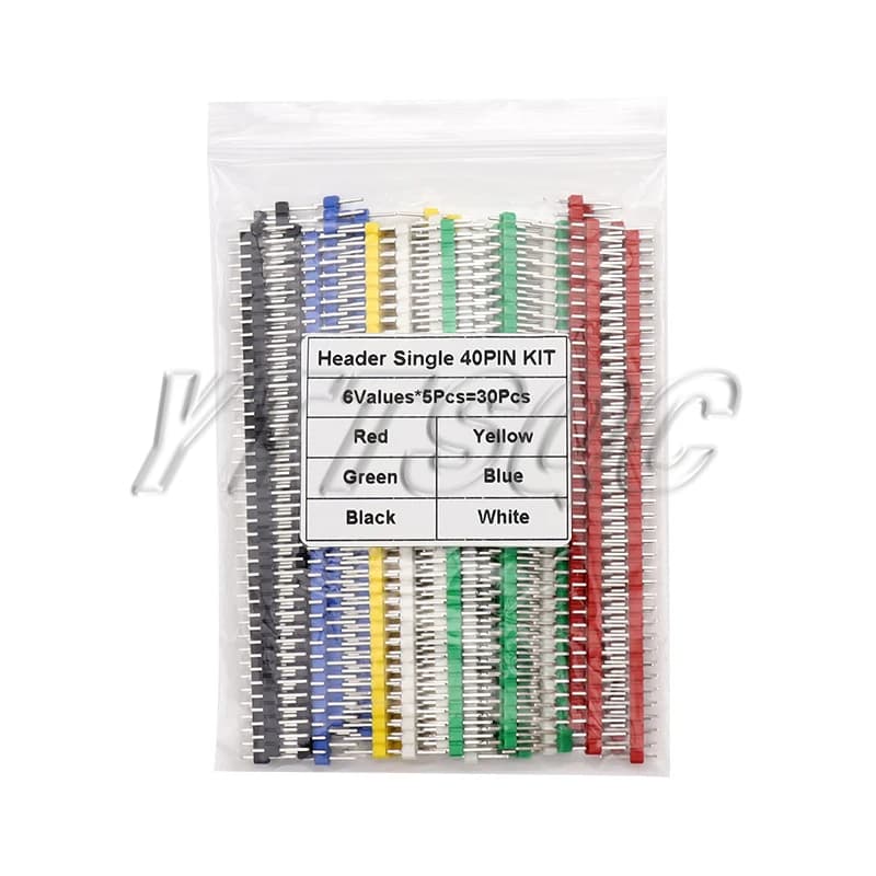 30PCS 40 Pin Breakable Pin Header 2.54mm Single Row Male Header Connector Kit PCB Pin Strip for Arduino