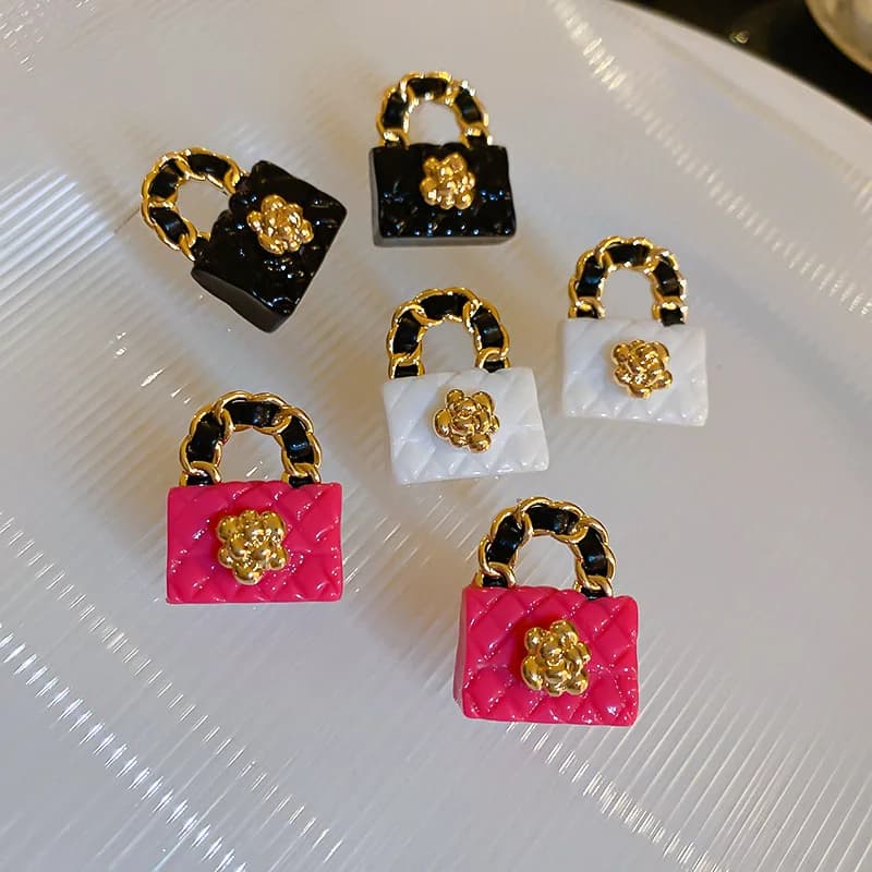 Orecchini con orecchini a forma di fiore in pelle con ago in argento, gioielli per donna