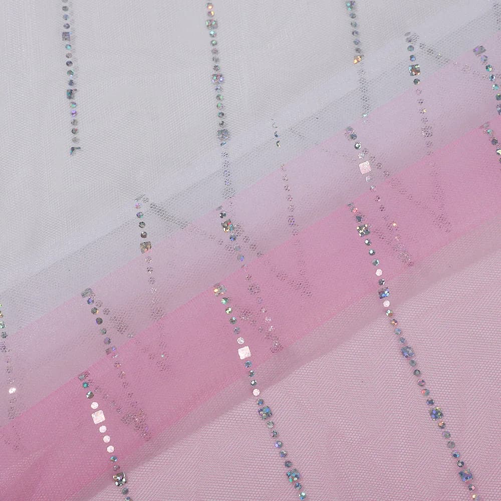 5M/lot 150Cm Wide Gradient Sequin Vertical Stripe Rhinestone Net Cloth for Princess Dress Hanfu Gown Toys Clothing Fabric F122