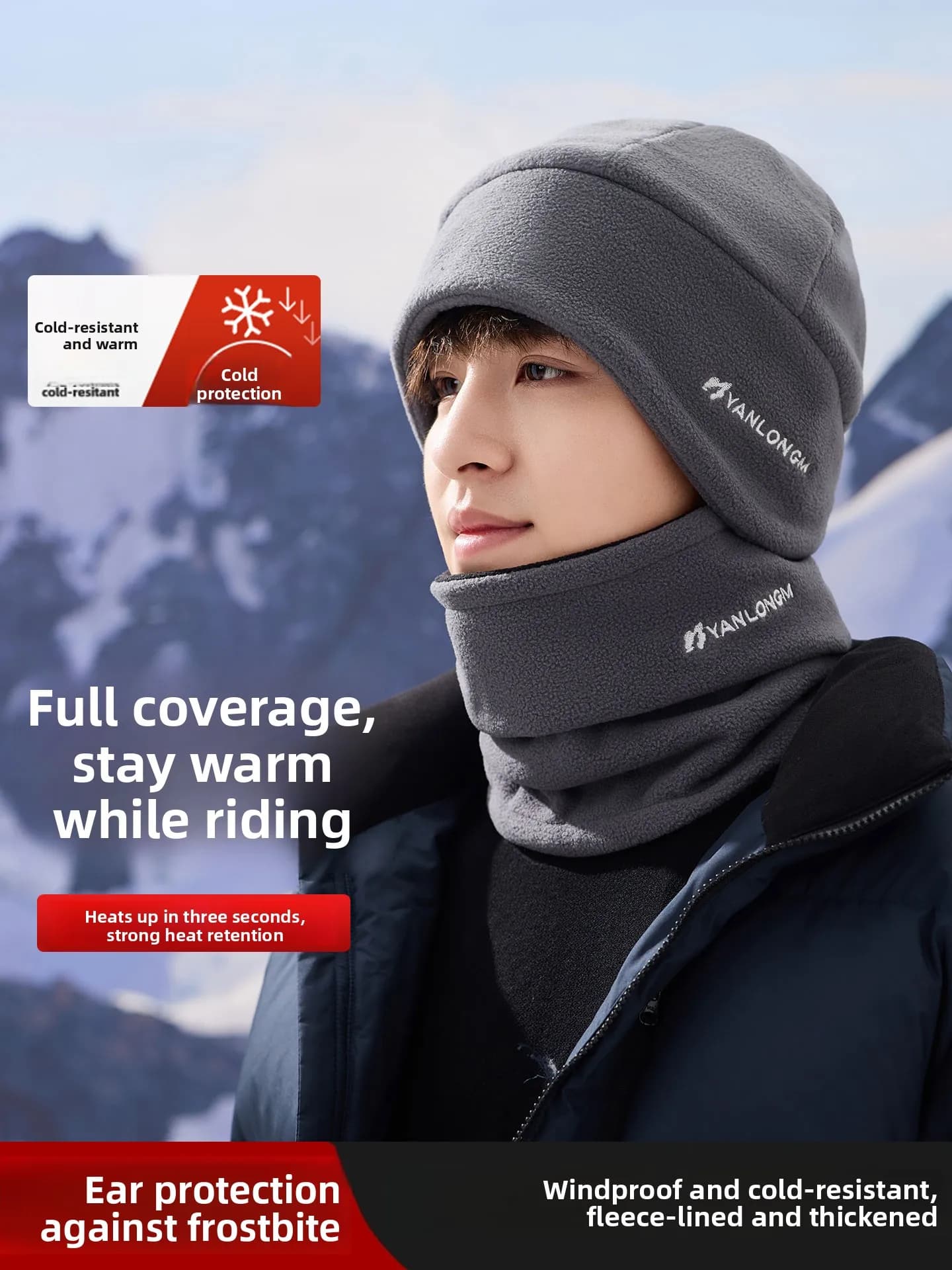 Hot Windproof Hat for Moto, Protective Face Mask, Eye Protection, Lei Feng Hat, Essential Accessories for Cycling Autumn Winter