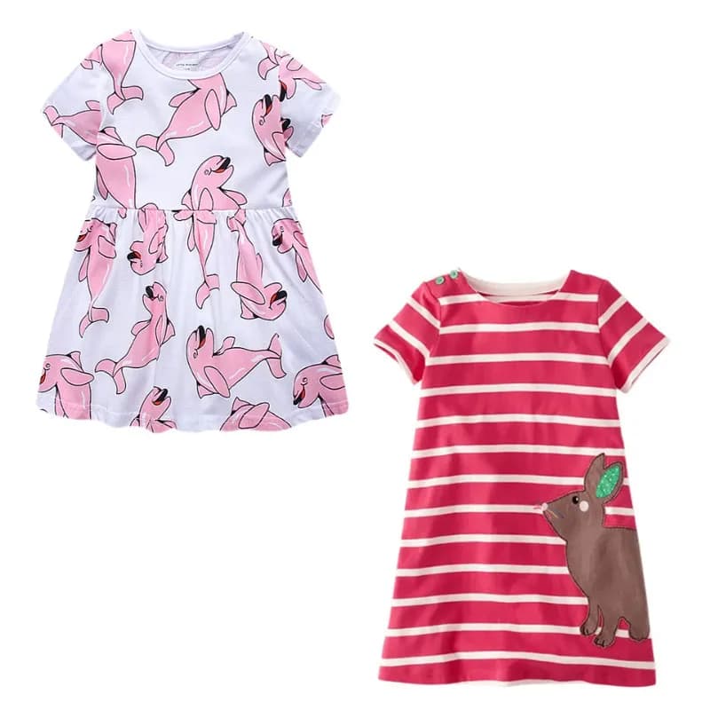 Jumping meters new summer clothes for children animals Dophoin print short sleeve children's clothing evening dresses