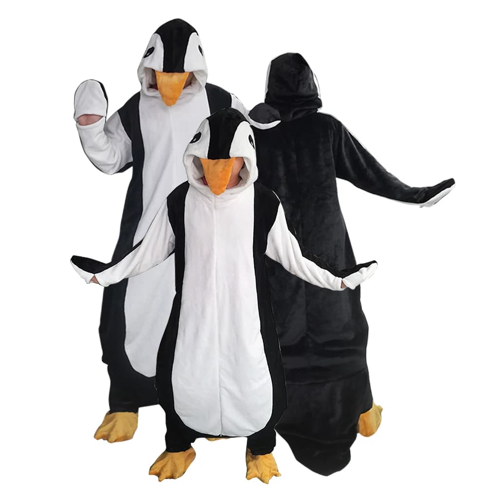 Penguin Wearable Cover with Pele Bag Cap for Adult Women Men Super Soft Warm Warm Cozy Flannel Cover In Pile Penguin Gifts