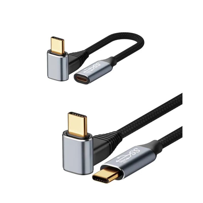Cavo di prolunga USB C da USB tipo C a USB da 90 gradi da maschio a maschio/maschio a femmina cavo di ricarica rapida PD di tipo C da 100W