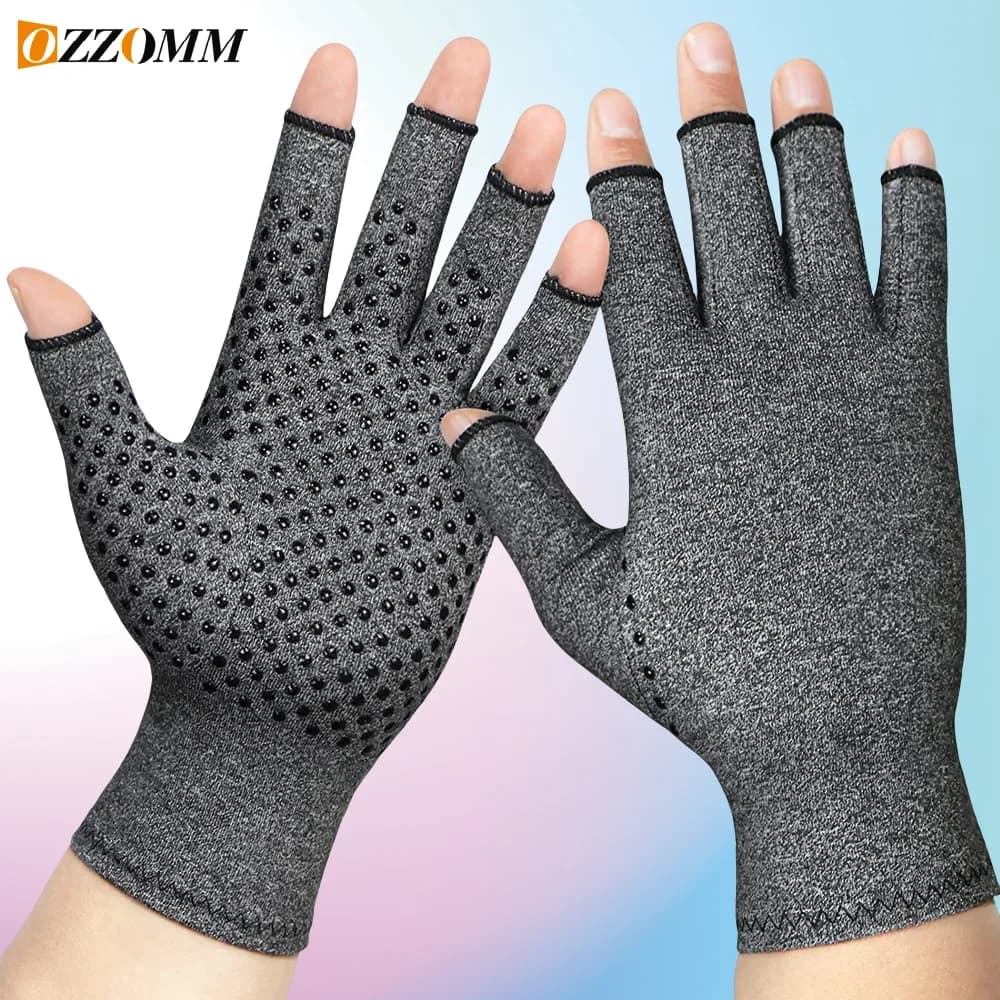 1 pair of compression arthritis gloves for therapeutic wrist support, half finger cycling gloves for women's joint pain relief