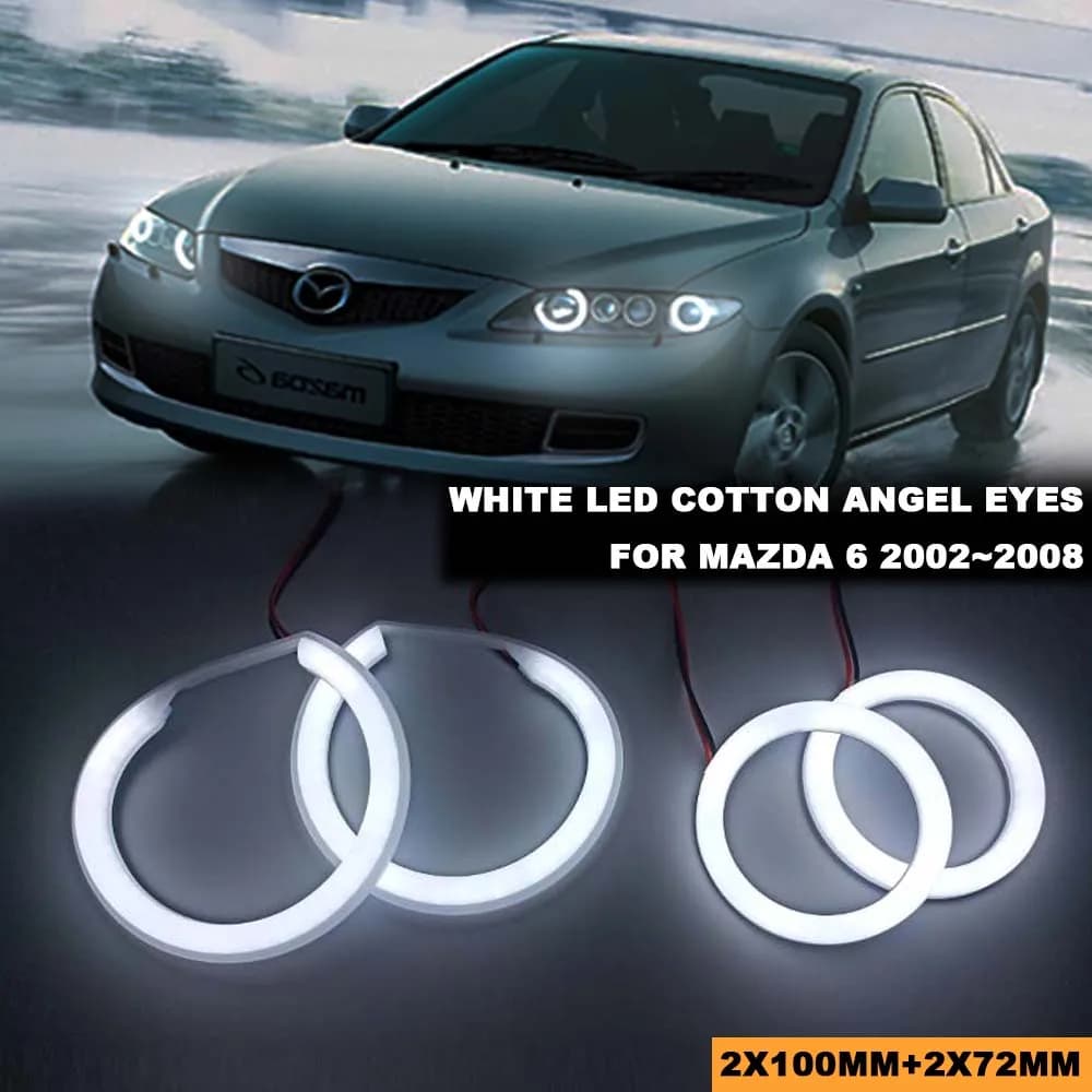 4x Rings LED Headlight Angel Eyes Kits No Error For Mazda Speed3 Speed Axela Mazda 3 Daytime Running DRL Lamps 6000K