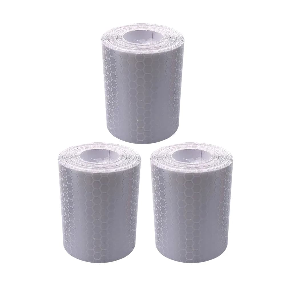 3Pcs White Reflective Tape Adhesive Running Strip Safety Belt Night Riding Warning Traffic Visibility Ribbon Lorescent Ribbon