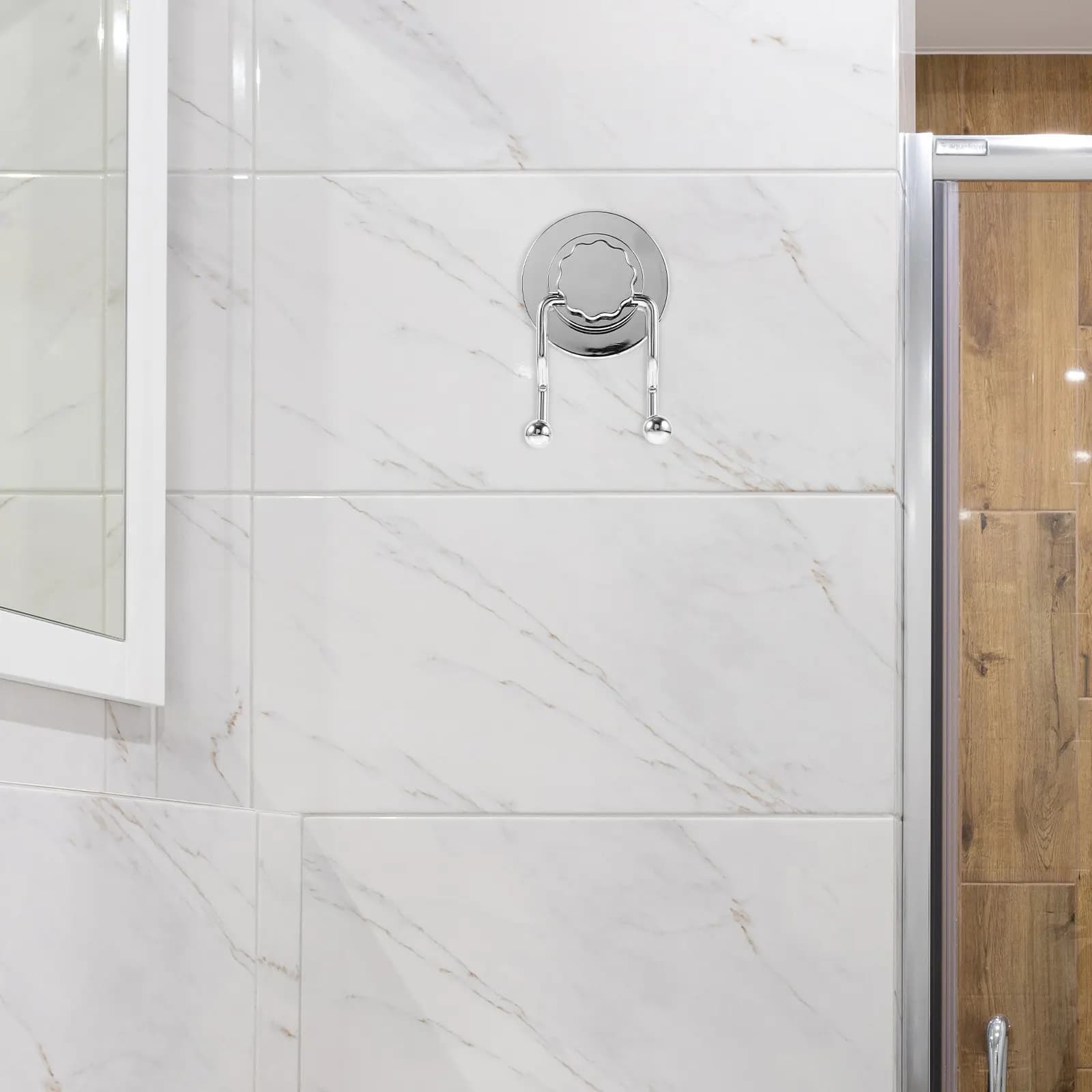 Double Stainless Steel Suction Hooks Vacuum Cup Holder for Kitchen Bathroom Towel Bathrobe Coat Keys Hanging Organizer