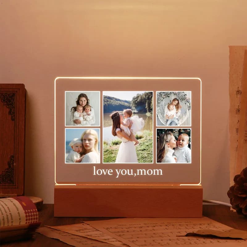 Lampada LED in acrilico con foto personalizzata, luce notturna personalizzata, decorazione multifunzionale da scrivania e illuminazione per camera da letto, regalo pratico