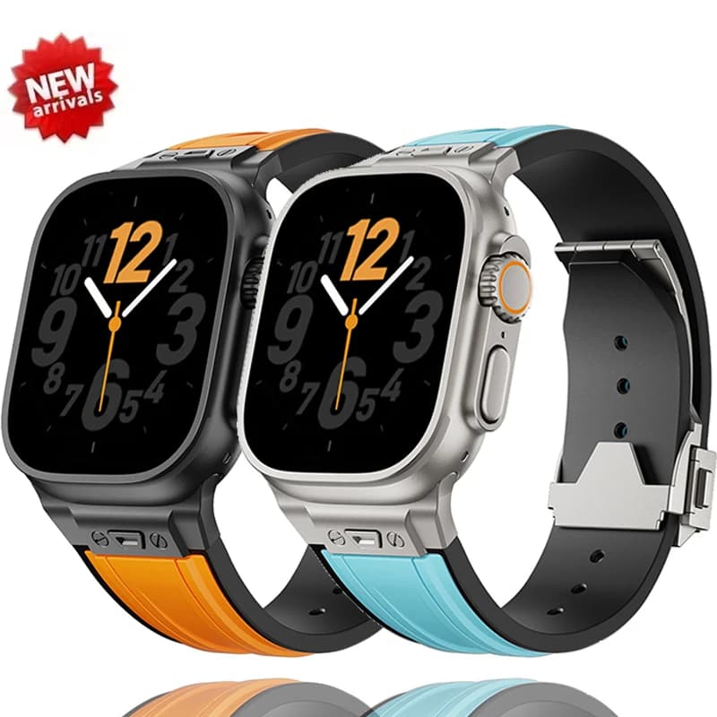 Silicone Sports Strap for Apple Watch Ultra 49mm Series 9 8 7 45 44mm Rubber Band for IWatch 11 10 6 5 4 3 Se 42mm 46 Bracelet