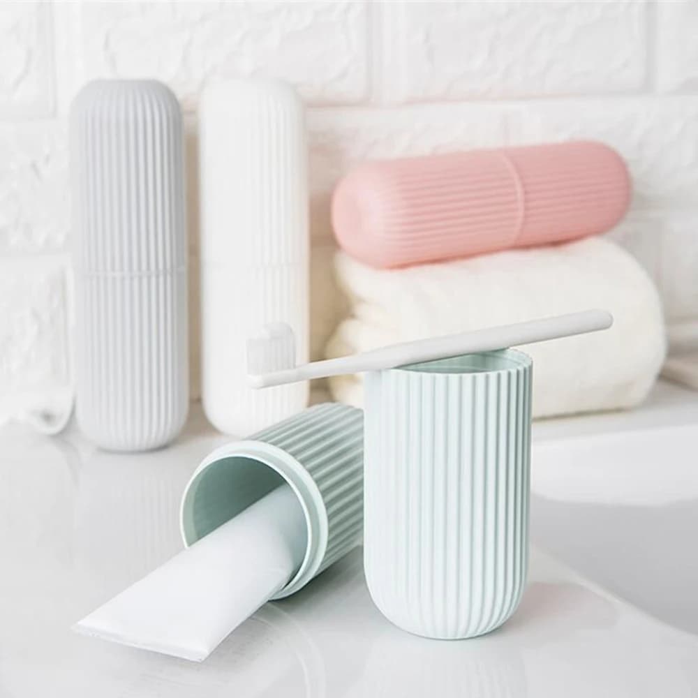 1Pc Portable Toothbrush Cup Bathroom Toothpaste Holder Storage Case Box Organizer Travel Toiletries Storage Cup New Creative