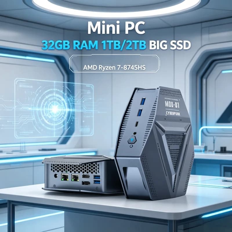 AMD R7 8745HS Barebone Workstation NAS Dual 2.5G NIC Dual M.2 NVMe Bay DDR5 USB Type-C Home Personal Cloud Storage Device