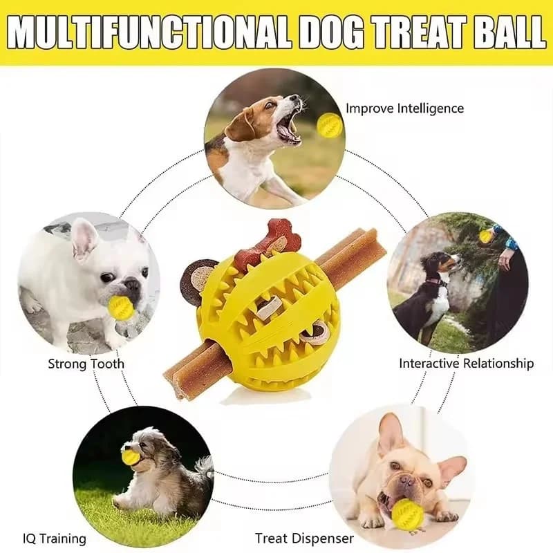 Giocattolo per Cani 2-in-1: Palla Dispensatrice di Cibo e Gioco per la Pulizia dei Denti, Portatile per Esterni