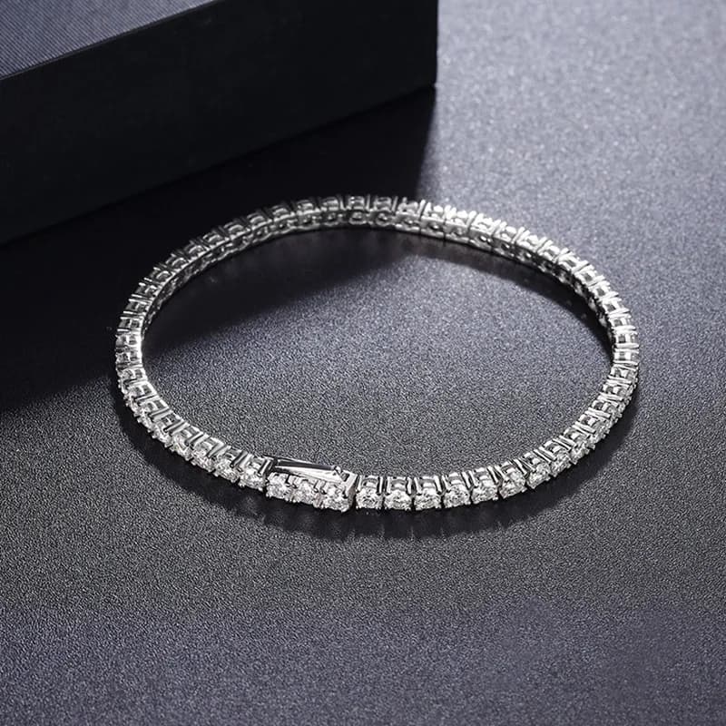 Bracciale Tennis di Lusso in Platino Massiccio PT950 con Chiusura Nascosta e Diamanti Moissanite per Uomini e Donne, Coppie