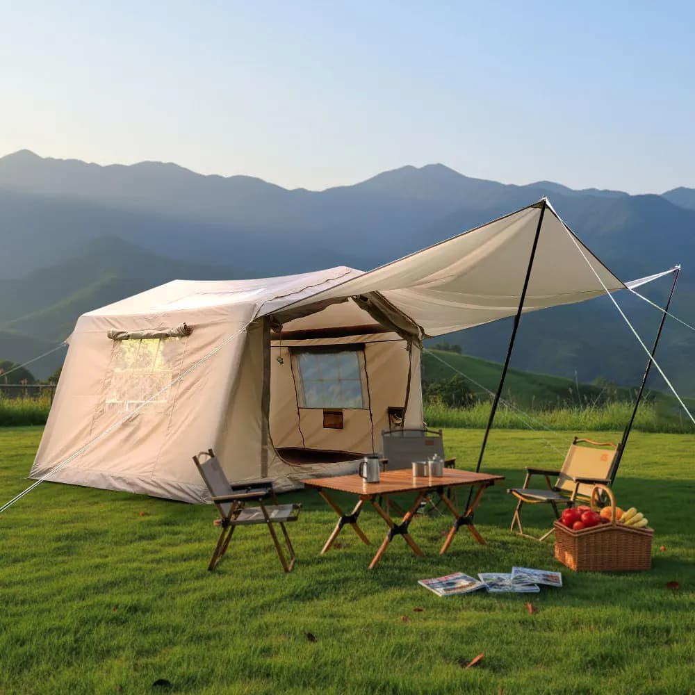 Configurazione Semplice 8 ㎡ Tenda gonfiabile impermeabile Oxford con pompa manuale, tenda glamping ad aria per 4/6/8 adulti, campeggio all'aperto