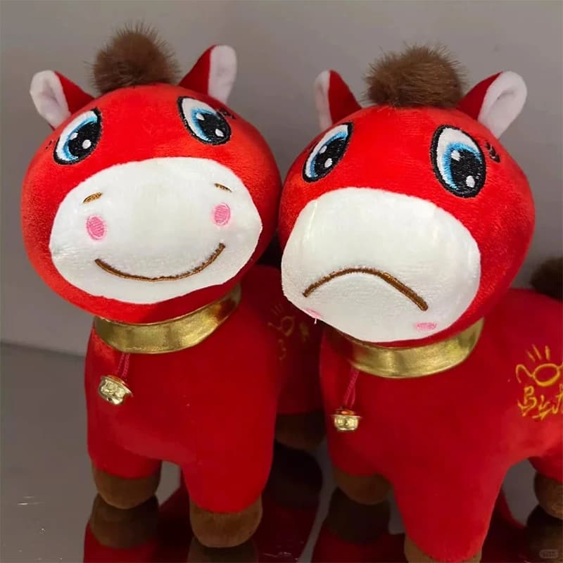 Mascotte Peluche Cavallo Piangente Anno del Cavallo 2026, Mascotte Zodiacale Cavallo 20/25/30CM, Animale di Peluche, Souvenir di Benedizione per il Nuovo Anno