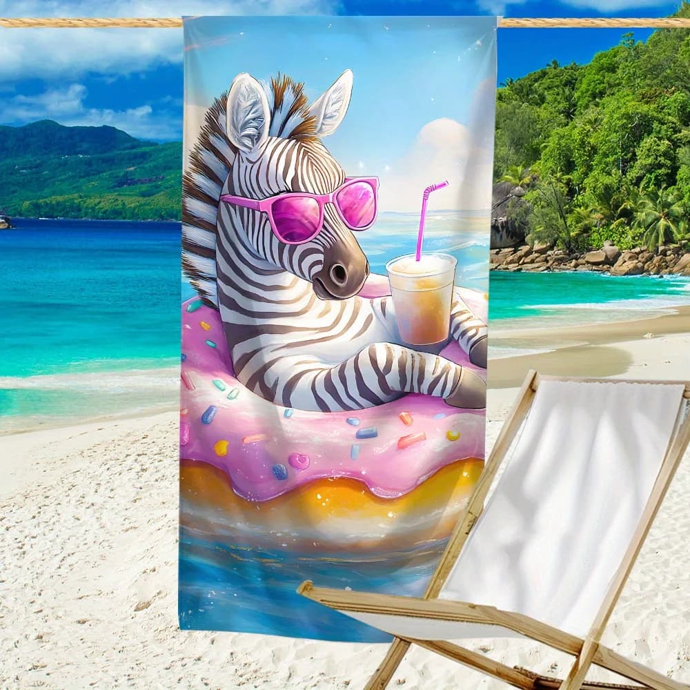 1 x Telo mare moderno e fresco con stampa zebrata, leggero, ad asciugatura rapida, super assorbente, perfetto per viaggi e uso in spiaggia