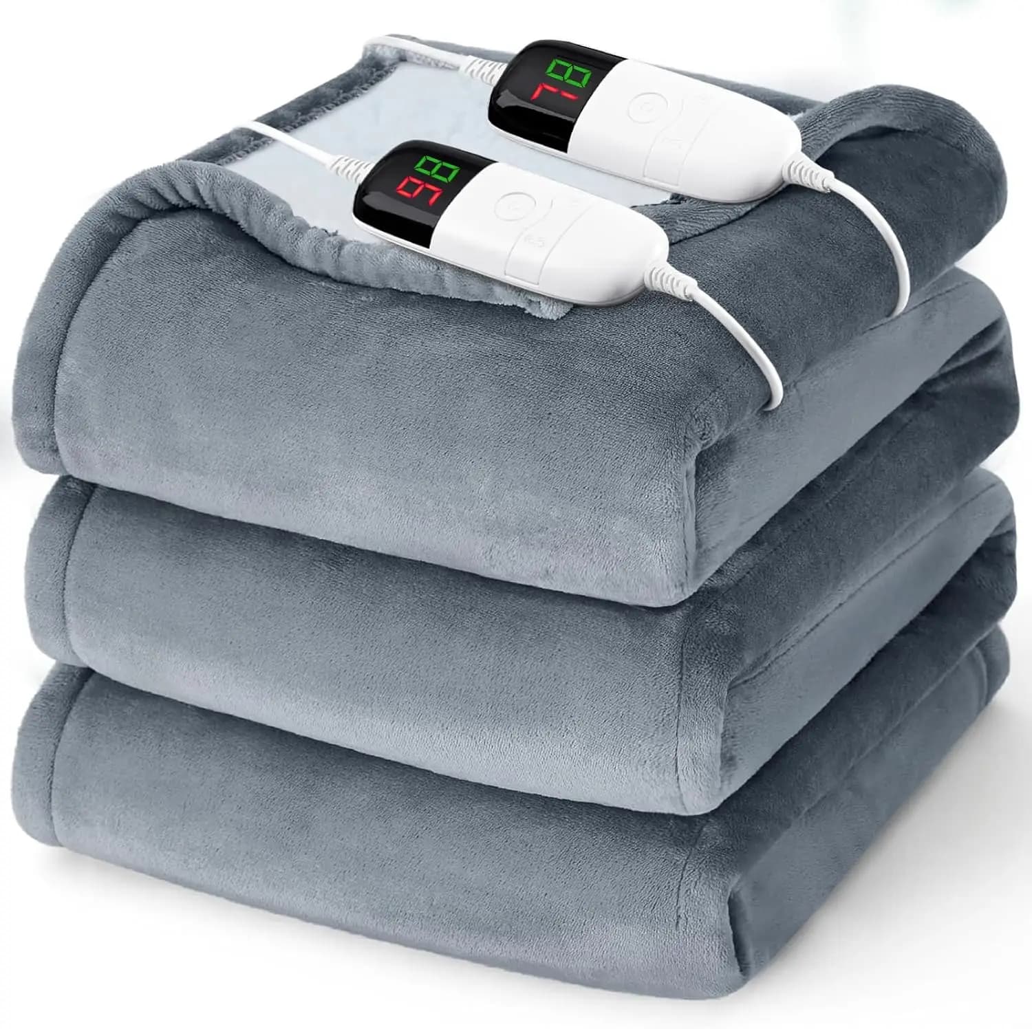 Coperta Elettrica Riscaldata Misura Queen - 213 x 229 cm, con Doppio Controllo, 10 Livelli di Riscaldamento e Spegnimento Automatico Dopo 8 Ore, Morbida e Calda