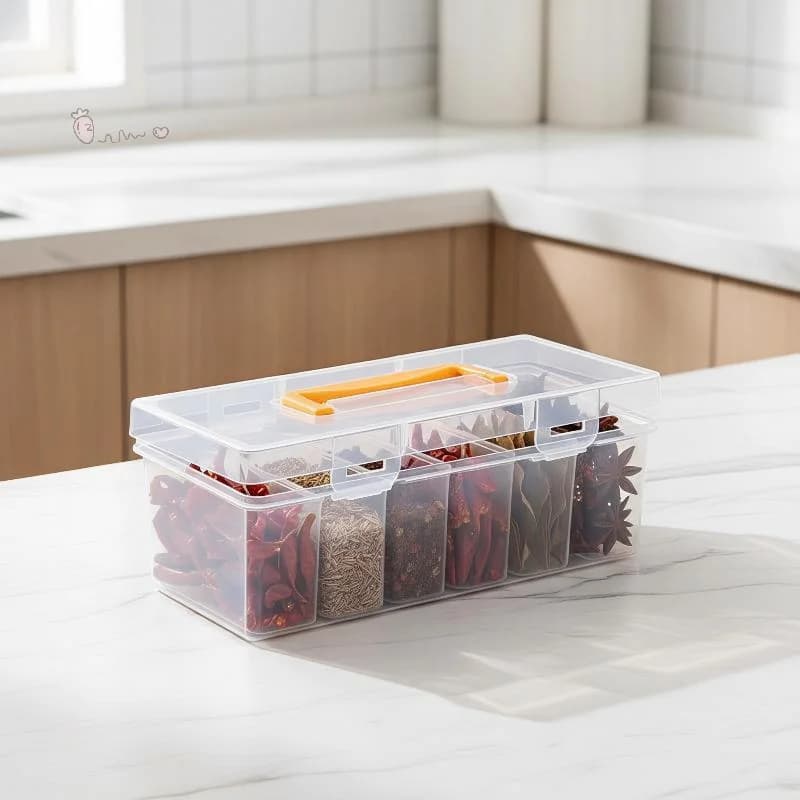 [H] 7-Piece Tool Organizer Set Transparent Storage Box With Dividers-Portable Case For Spices Beads Small Hardware Accessories