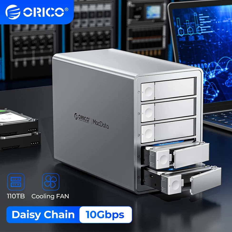 ORICO Docking Station per HDD SATA 10Gbps a 4/5 Bay, Enclosure SSD per Hard Disk da 2.5" e 3.5", Case Esterno USB 3.2 Type-C con Funzione Daisy Chain