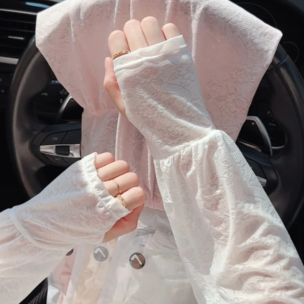 Breathable Winding Sleeves in Ice Silk Anti-UV Protection Solar Cover Floral Curtains Cycling Gloves Guide