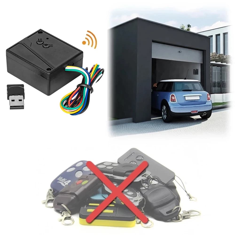 Universal wireless transmitter and receiver for cars, remote control, garage door opening receiver, Bluetooth 2.4G connection, USB sensor