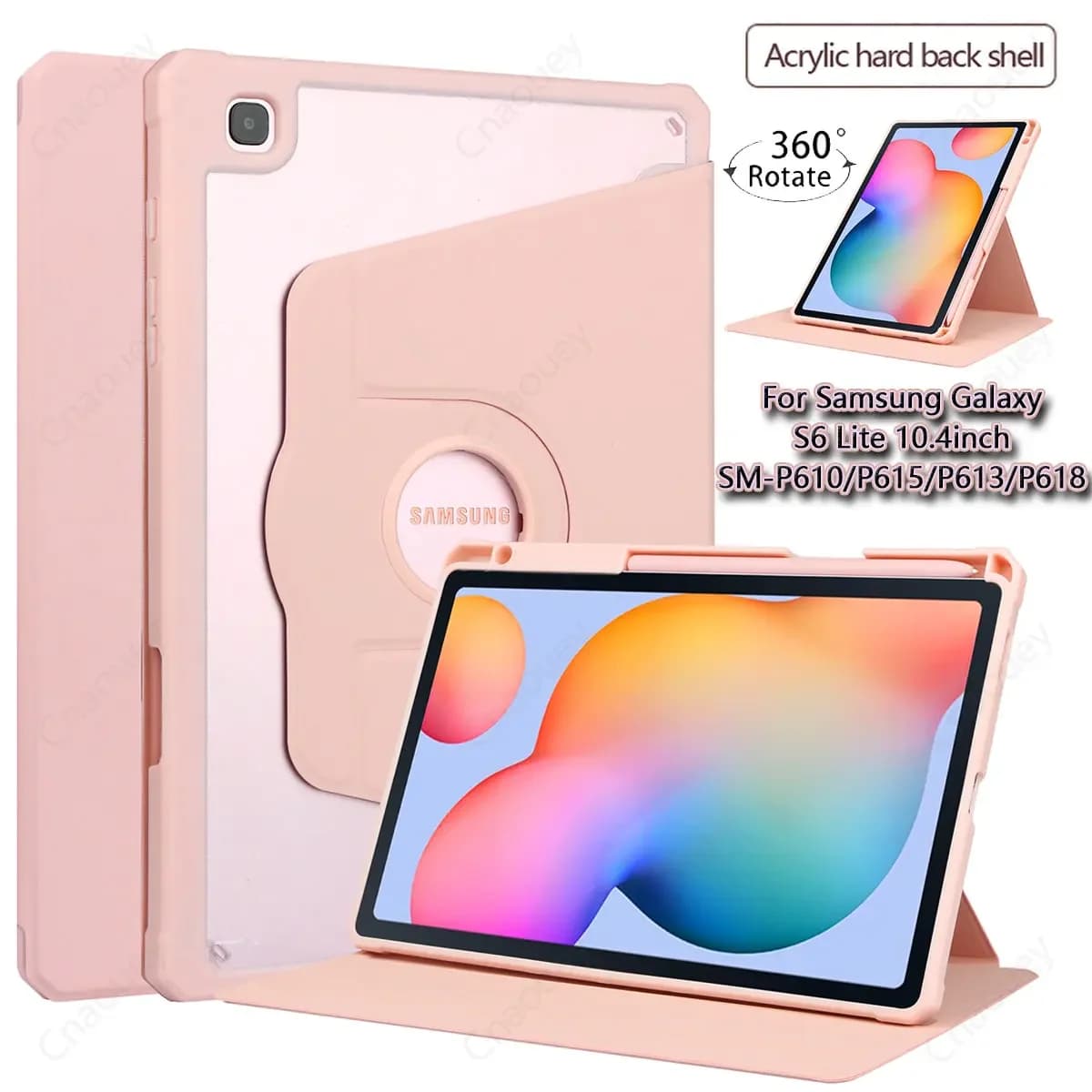 Custodia Funda per Samsung Galaxy Tab S6 Lite 10.4 pollici P610 P615 P613 P618 P619 in acrilico con supporto girevole e porta matita