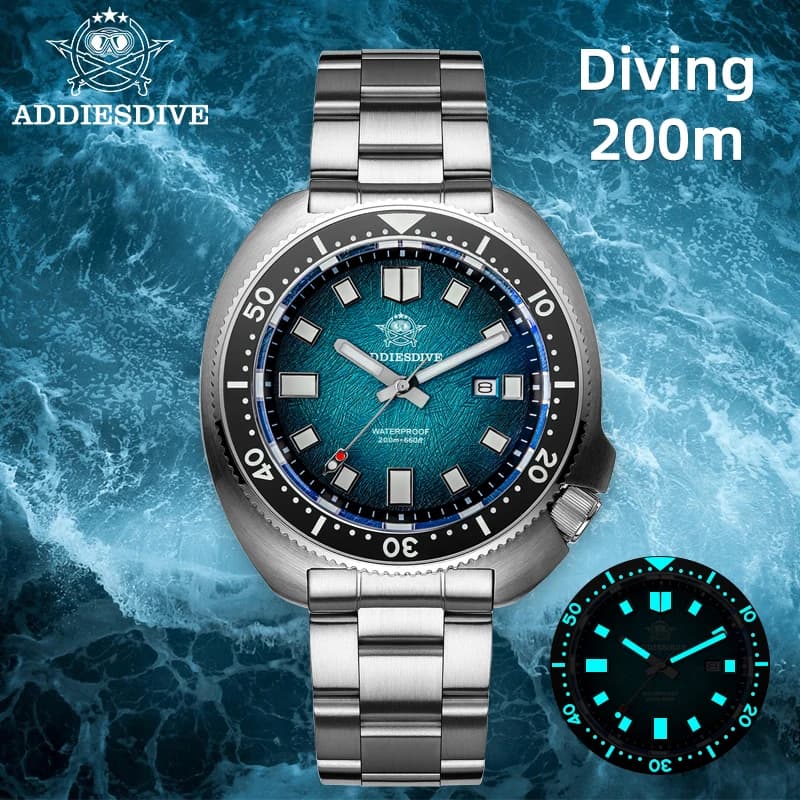 ADDIESDIVE Quartz Watch 200m Waterproof Sapphire Glass Super Bright Ceramic Bezel Luxury Stainless Steel Watches For Men