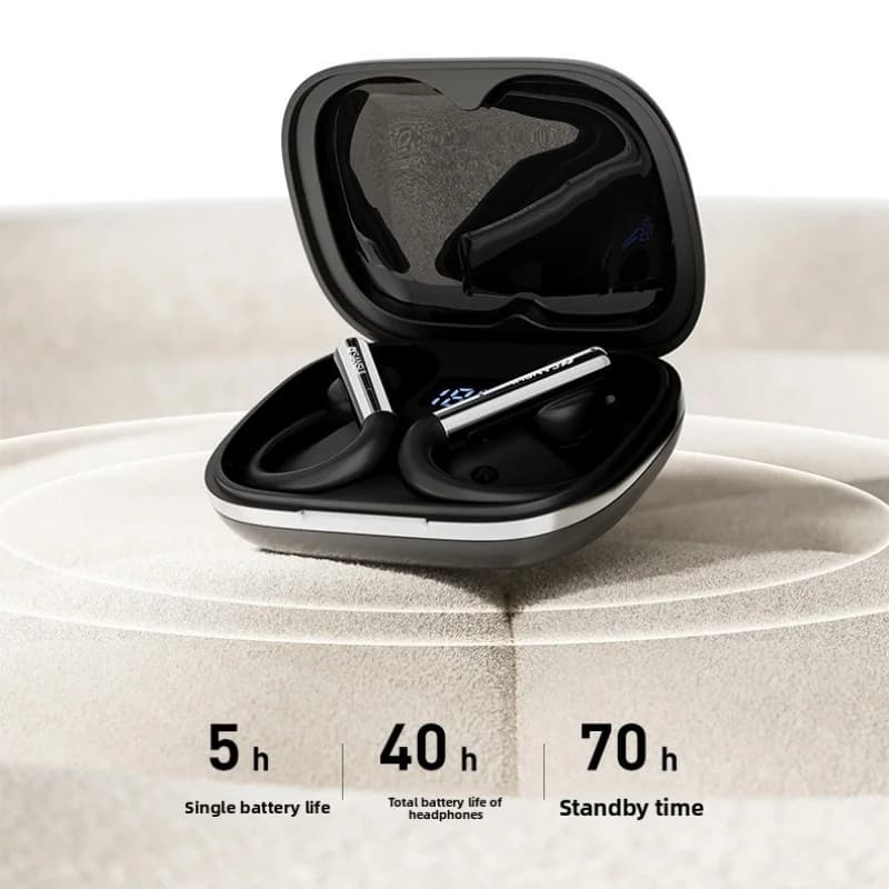 Bluetooth 5.4 SANSUI Open Ear with Ear Hooks, Waterproof IPX5, Long Battery Life, Audio Stereo Nitido