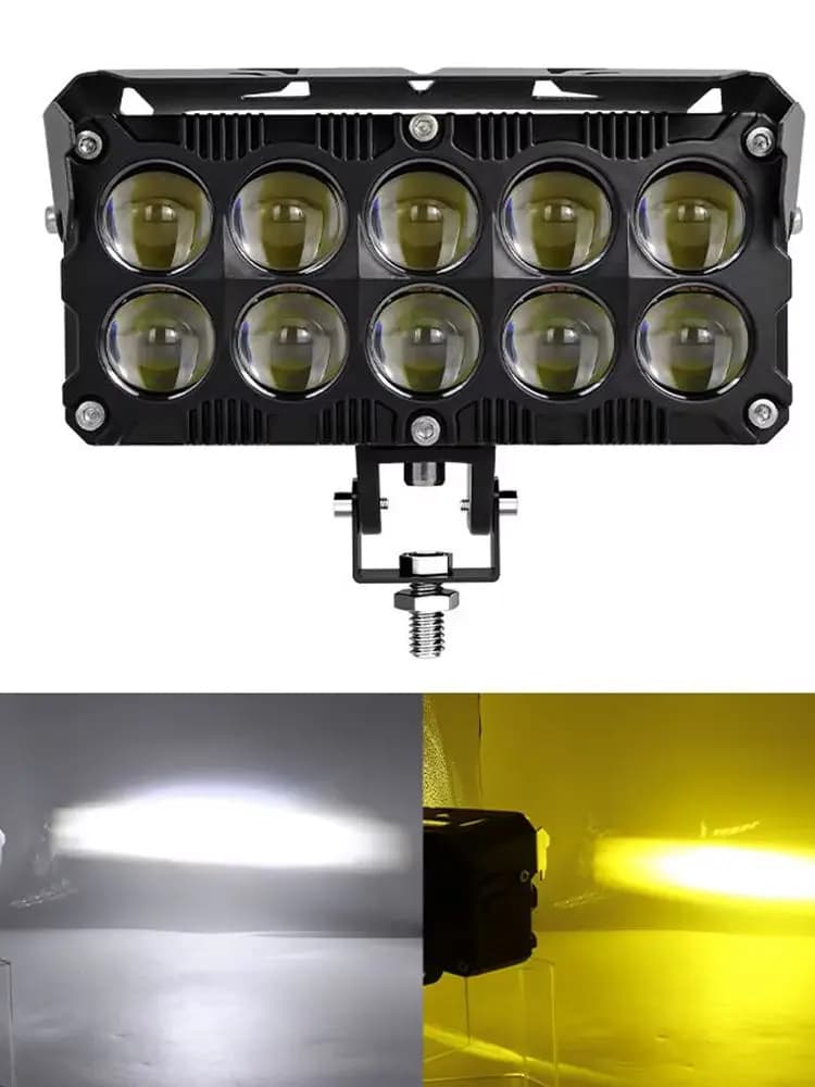 Faretto LED per moto Fendinebbia a doppio colore con fascio alto/basso con ventola per auto camion SUV UTV Lente Faro Luce di guida