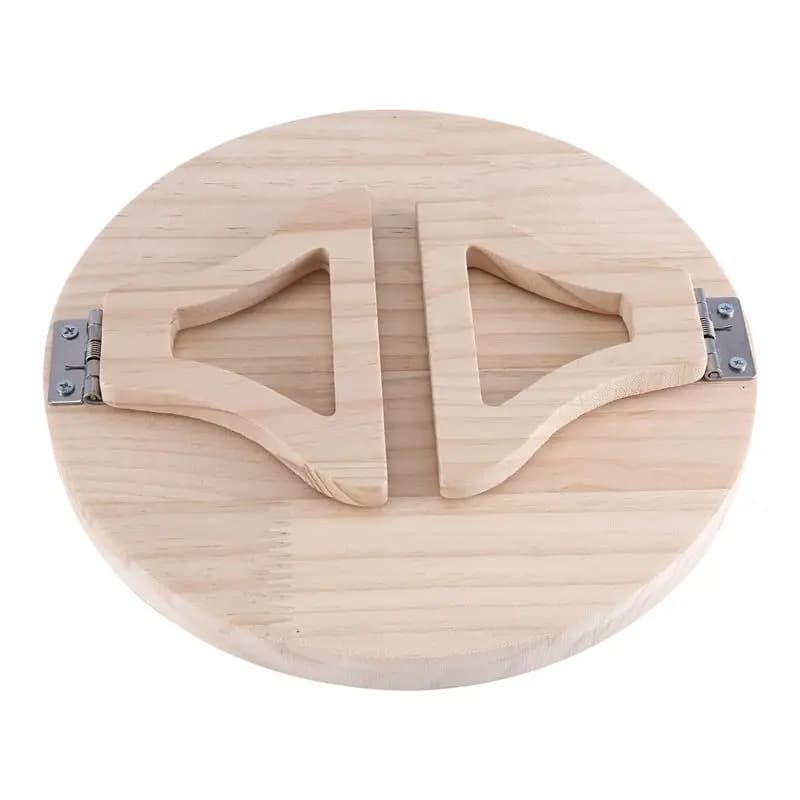 AC76-Tavolino a Clip per Divano, Vassoio Rotondo in Legno Naturale con Clip per Bracciolo del Divano, Organizzatore per Divano e Poltrona
