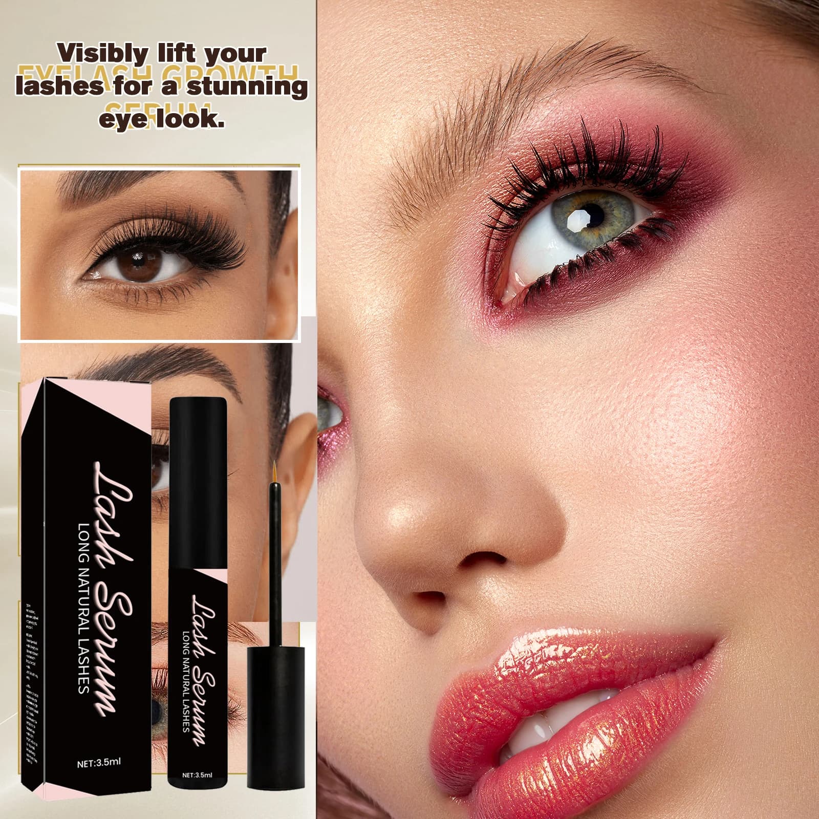 3.5 ml natural eyelash serum Stretched and thickened eyelashes, nutrient mascara for roots with hyaluronic acid and ginseng
