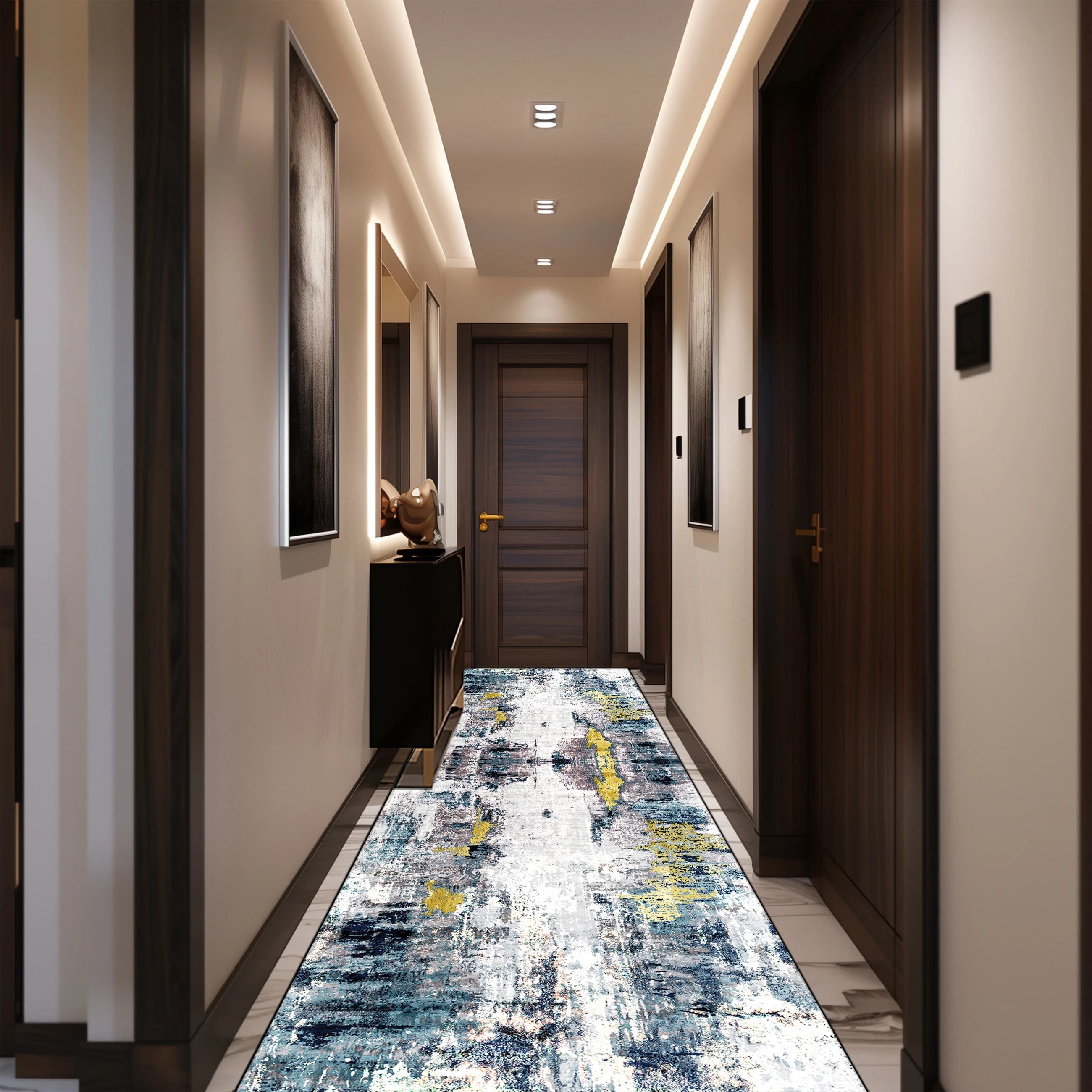 Tappeto per Corridoio in Stile Astratto, Decorazione per Hotel, Passatoia Antiscivolo per Corridoi Lunghi, Tappeti per Ingresso e Veranda