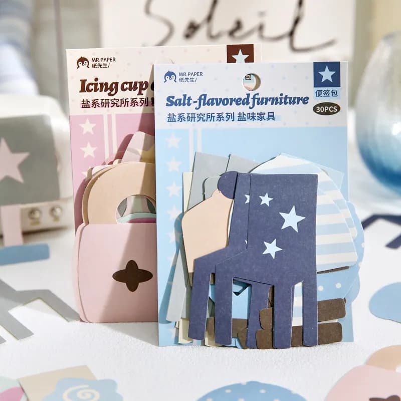 Set di 30 Foglietti Adesivi Coreani, Blocchetti per Appunti Estetici, Materiale per Scrapbooking, Set di Cancelleria Decorativa Kawaii