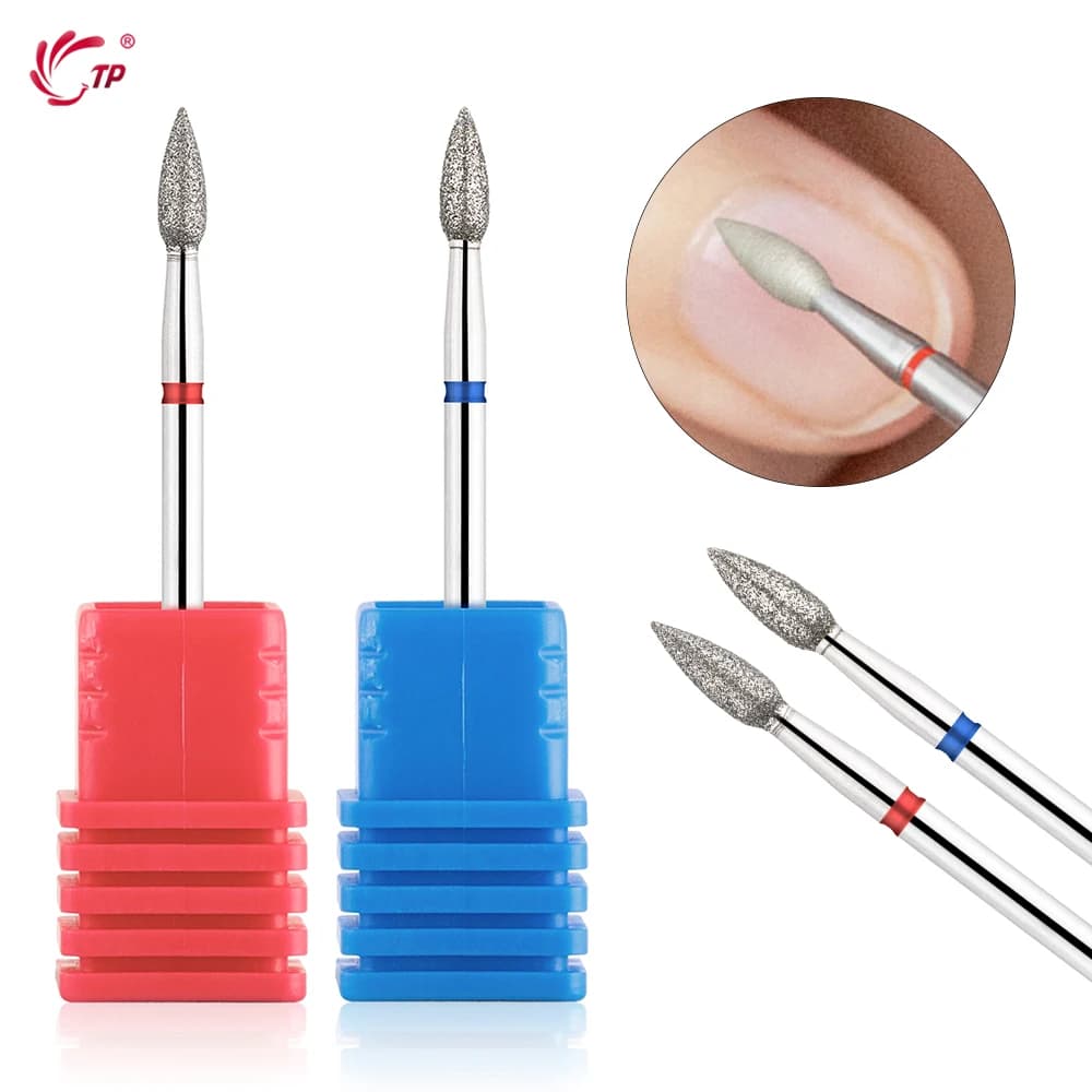 BNG 1/2PCS Punta da trapano per unghie pulita con cono di fiamma 3/32 '' Punta per unghie diamantata in carburo di sicurezza professionale Detergente per unghie per cuticole