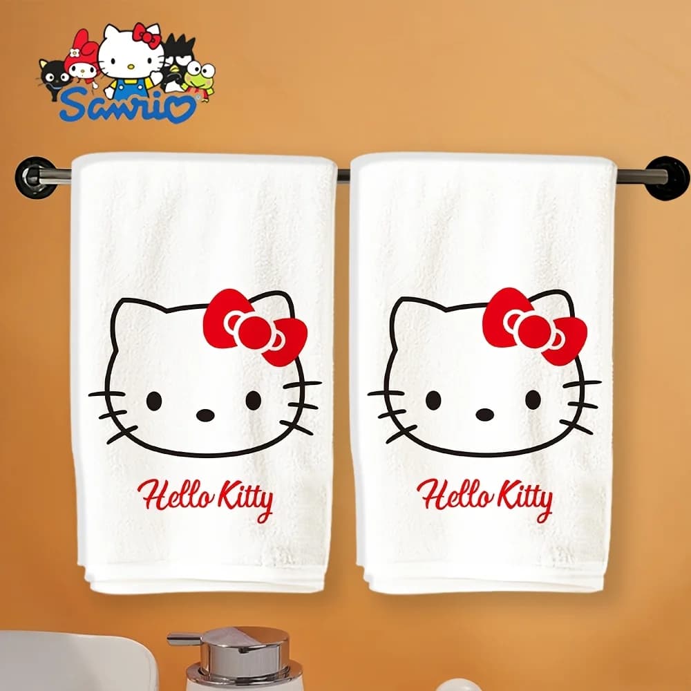 2 asciugamani Sanrio Hello Kitty - Lavorazione squisita, altamente assorbenti, utilizzabili tutto l'anno per bagno, cucina, viaggi