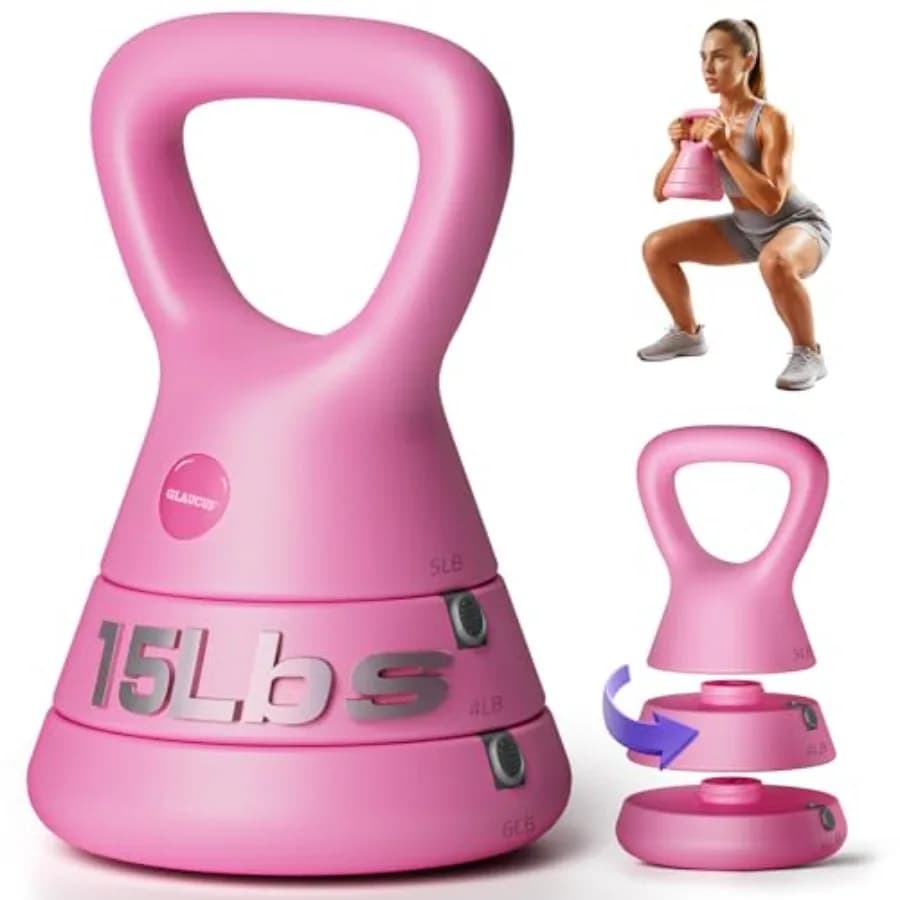 Set di Kettlebell Regolabili per Palestra Domestica 5lb/9lb/15lb in Ghisa con Rivestimento Epossidico Nero e Impugnatura Ergonomica Larga per Allenamento di Forza Completo