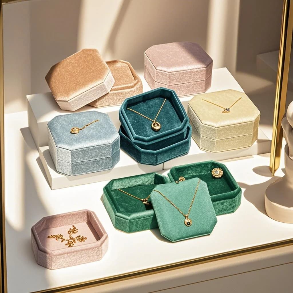 Portagioie per collana in velluto Vetrina per ciondolo ottagonale Organizzatore regalo di lusso Perfetto per l'anniversario di compleanno di matrimonio