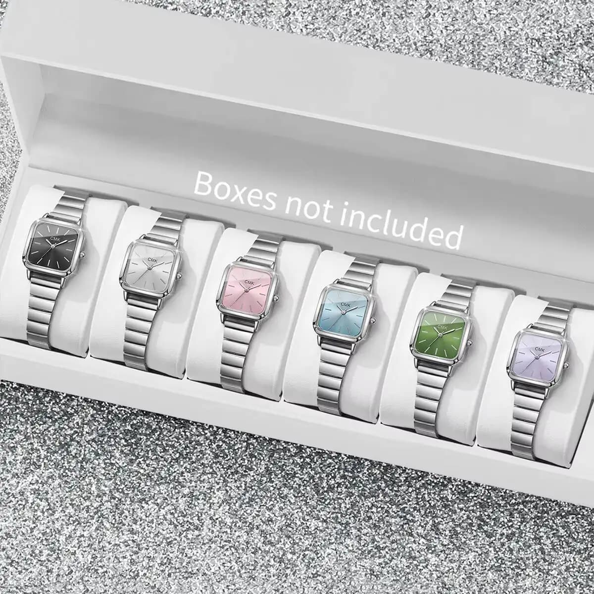 2/3/4/5/6PCS Fashion Square Women Watches Set Ultra-thin Stainless Steel Strap Quartz Wristwatch Girls Clock（Without Box）