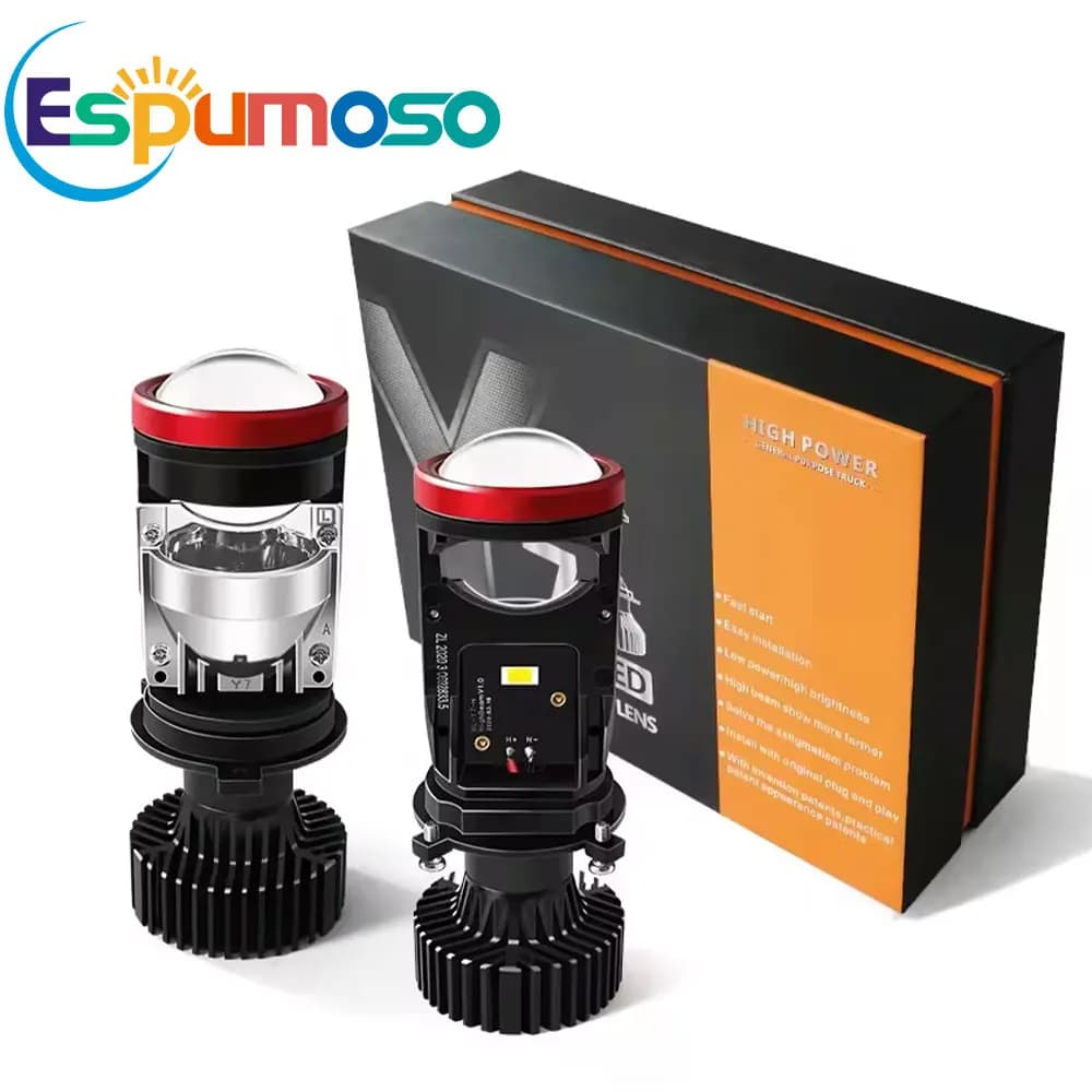 Y7D H4 Proiettore LED Mini Lente Auto H4 LED Lampadine per fari Kit Conversione Abbagliante Fascio basso 120W Turbo Fan Lampada per auto