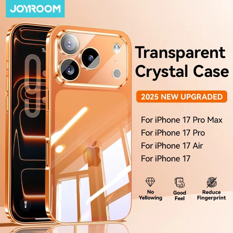 Custodia Joyroom per iPhone 17 16 Pro Max Custodia protettiva per obiettivo anti-giallo per PC trasparente in cristallo per custodia iPhone 17 Pro Max