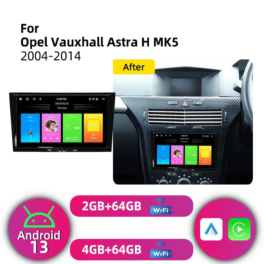 For Opel Vauxhall Astra H MK5 2004-2014 Carplay Autoradio 2 Din Android Radio GPS WIFI Auto Car Multimedia 8" Screen Stereo