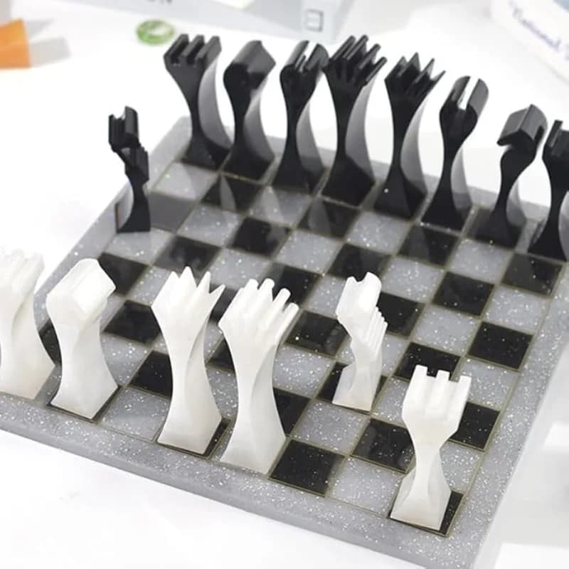 2pcs Chess Molds Silicone Moulds for Epoxy Resin Craft Chess Pieces Making Tray Flexible and Reusable Molds with Smooth Surface