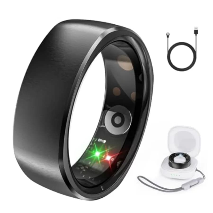 Anello Intelligente per Uomo e Donna, Tracker Salute con Monitoraggio Frequenza Cardiaca, Ossigeno nel Sangue, Pressione Sanguigna, Sonno, Contapassi Fitness, IP69