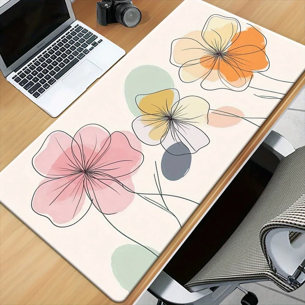 Tappetino per Mouse da Gaming Stile Acquerello con Fiori, Grande Tappetino da Scrivania per PC, Laptop, Ufficio e Accessori per Tastiera da Gamer