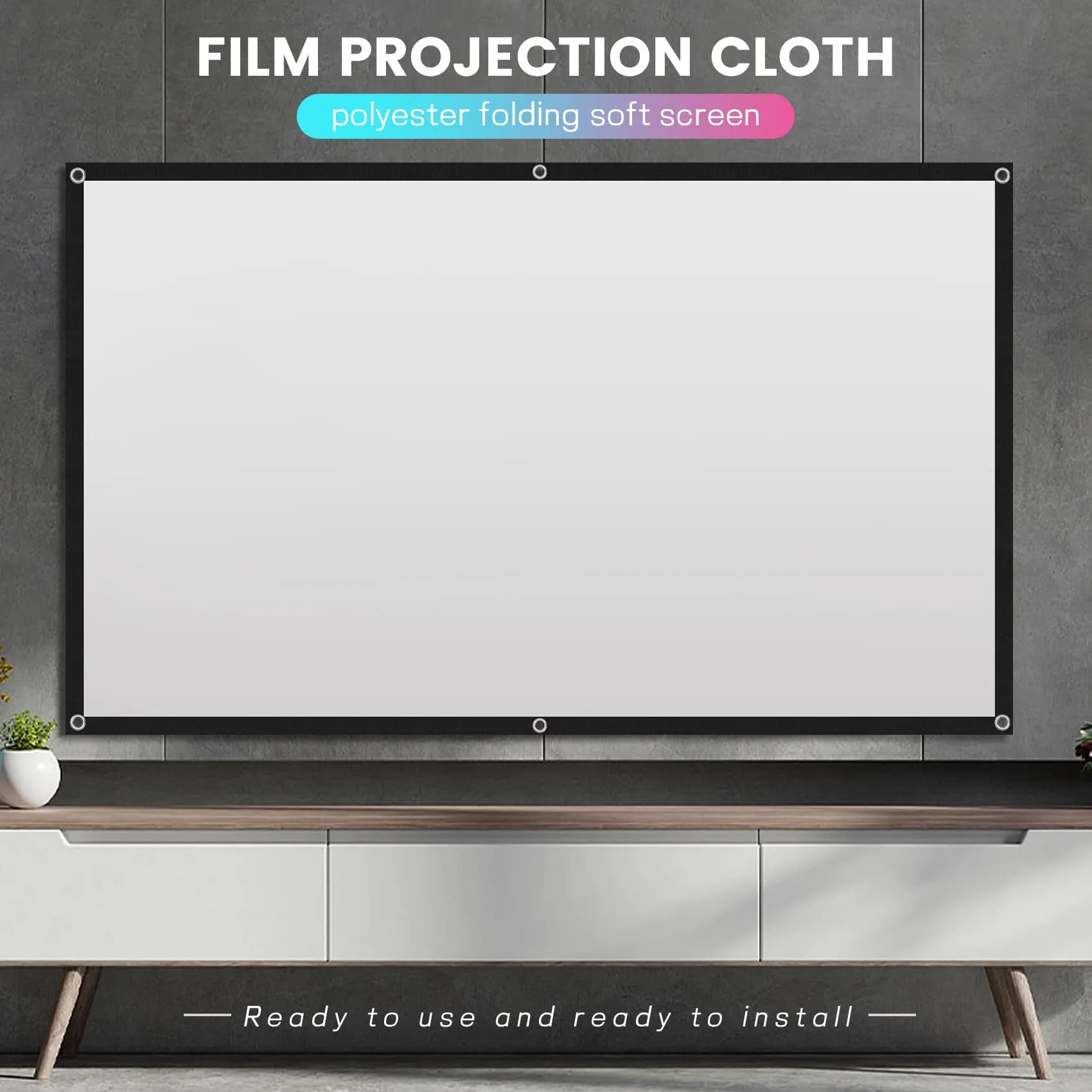 Schermo per proiettore A46M per Home Theater HD bianco pieghevole anti-piega