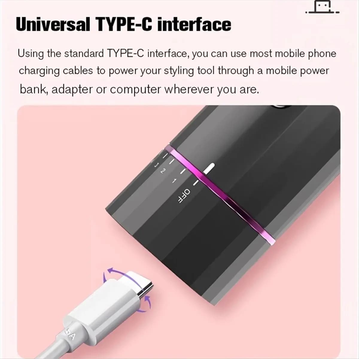 150-200 °C 150-200 °C Stainless steel curling iron USB hair curler at adjustable temperature Iron curling anti-vine hair