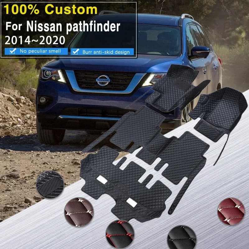 Car mats for Nissan Pathfinder R52 7 places 2014 ~ 2020 Auto Anti-sporco Pad Leather mat Pads Interior accessories Car accessories