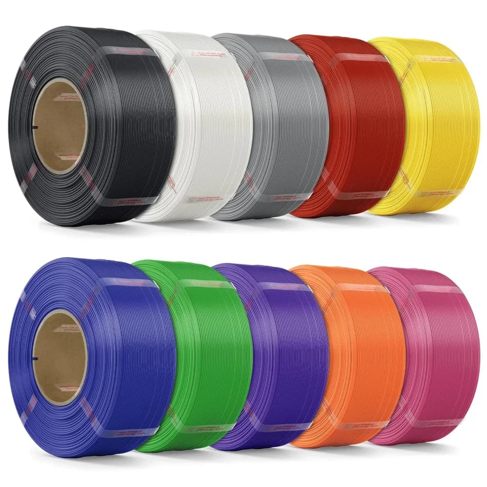 Filamento PLA 1.75mm per Stampante 3D, Ricarica 10kg 22lbs, Multicolore: Nero, Bianco, Grigio Cenere, Rosso, Giallo, Blu Scuro, Verde, Viola, Arancione