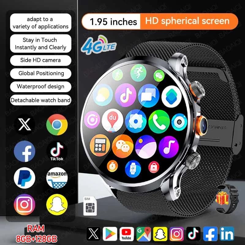 5G/4G Full Netcom Smart Orologi 680*680 AMOLED 8GB + 128GB RAM 1880mah Batteria 800W Fotocamera GPS WIFI Google APP Scarica Smartwatch
